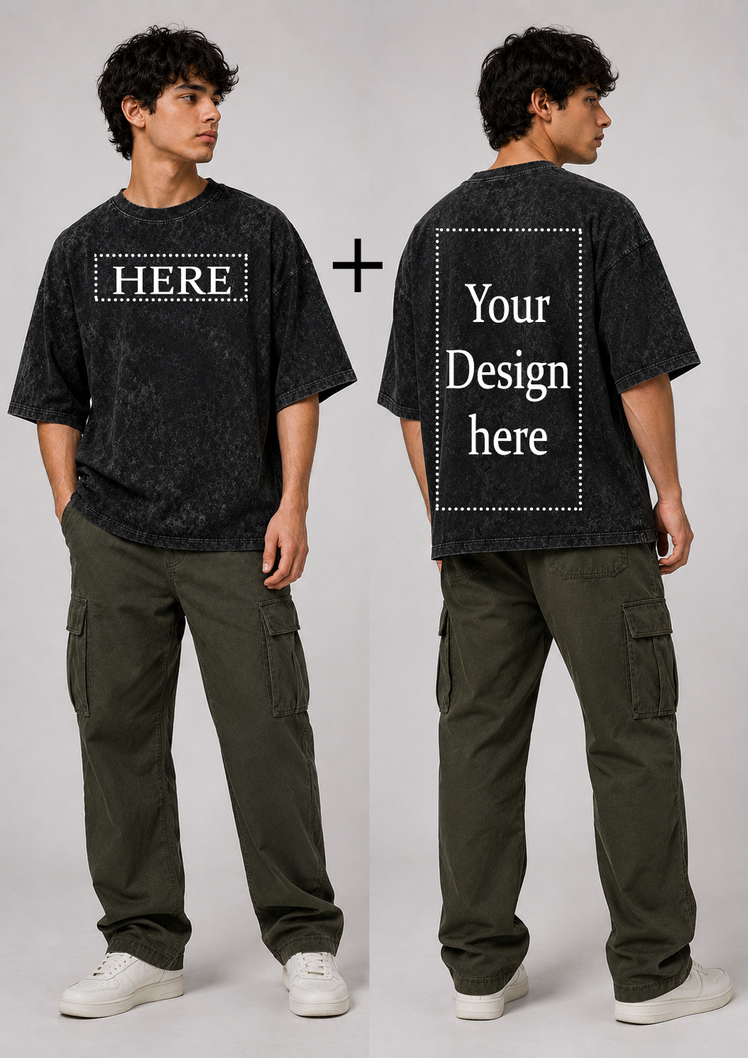 Custom Print Acid-Wash Oversized Men T-Shirt