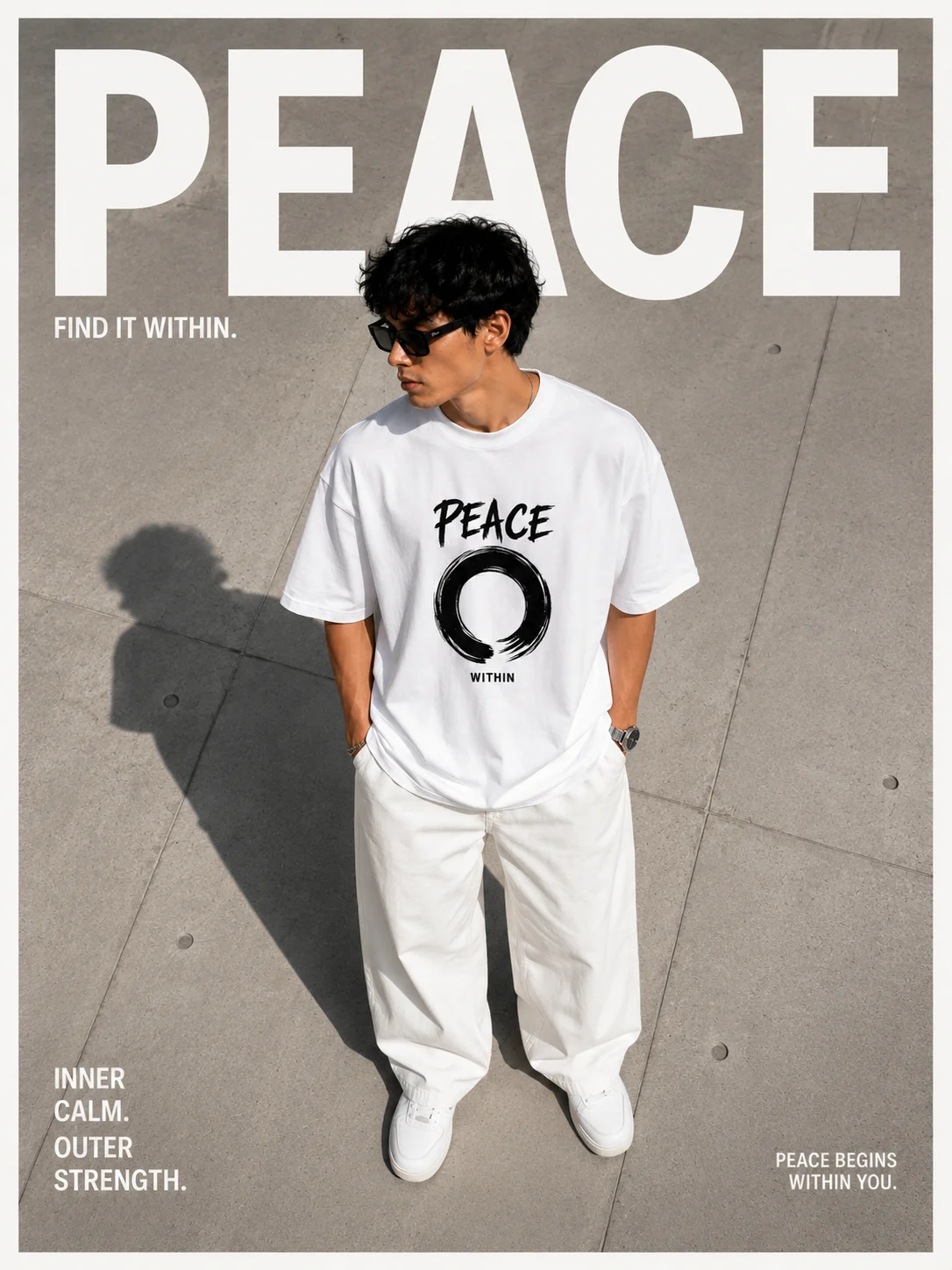 Peace Within Graphic Printed Oversized Men T-Shirt