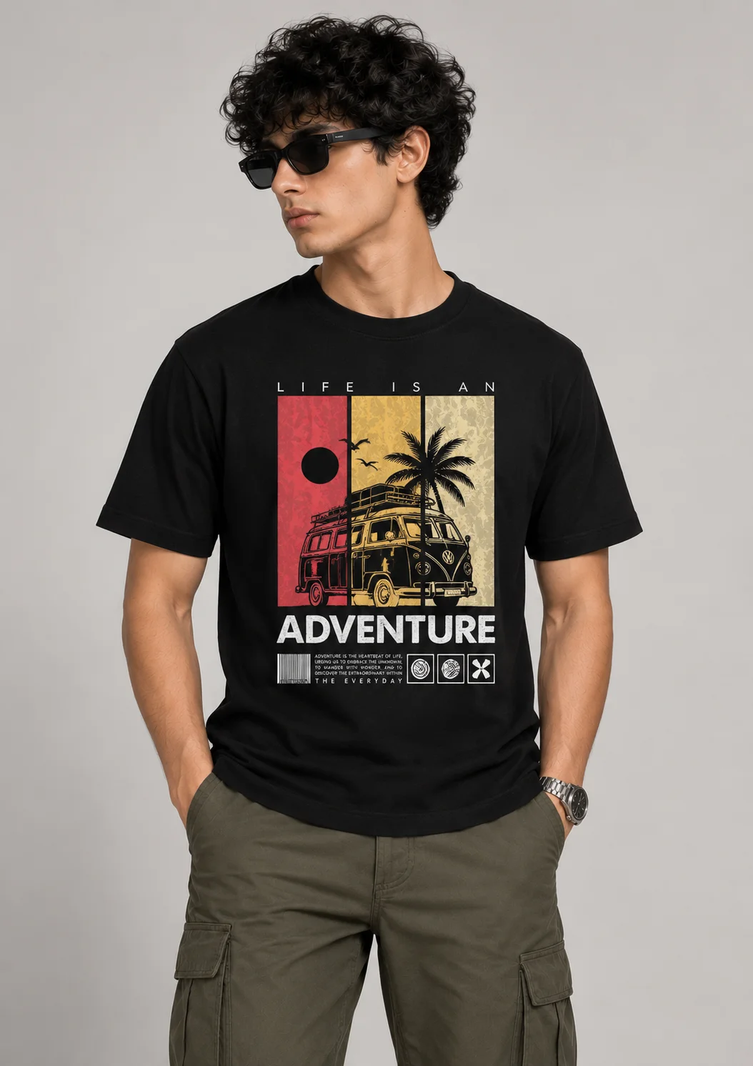 Life Is An Adventure Graphic Printed Regular-Fit Men T-Shirt