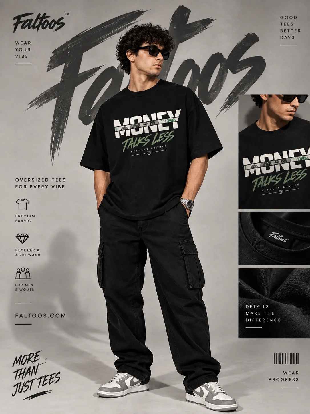 Money Never Sleeps Graphic Printed Oversized Men T-Shirt