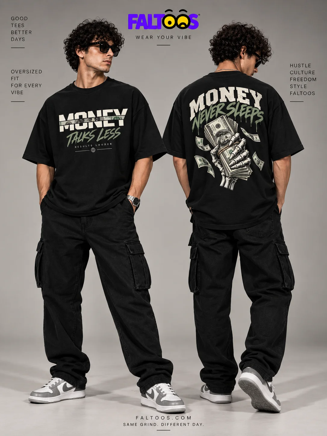 Money Never Sleeps Graphic Printed Oversized Men T-Shirt