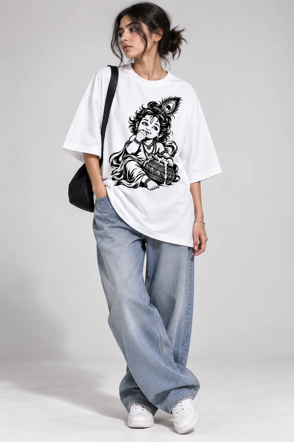Little Krishna Printed Oversized Women T-Shirt